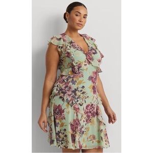 Lauren RALPH LAUREN NWT Georgette Floral Ruffle Trimmed Dress 16W